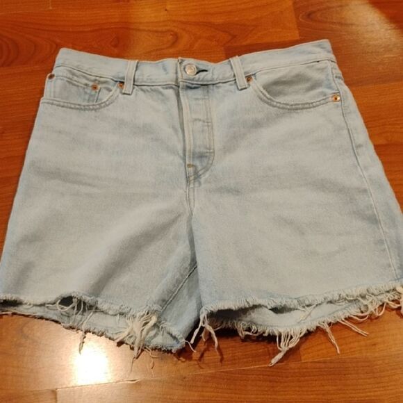 Levi's Blue Jean Shorts Distressed Cut-Off Style - Picture 1 of 7